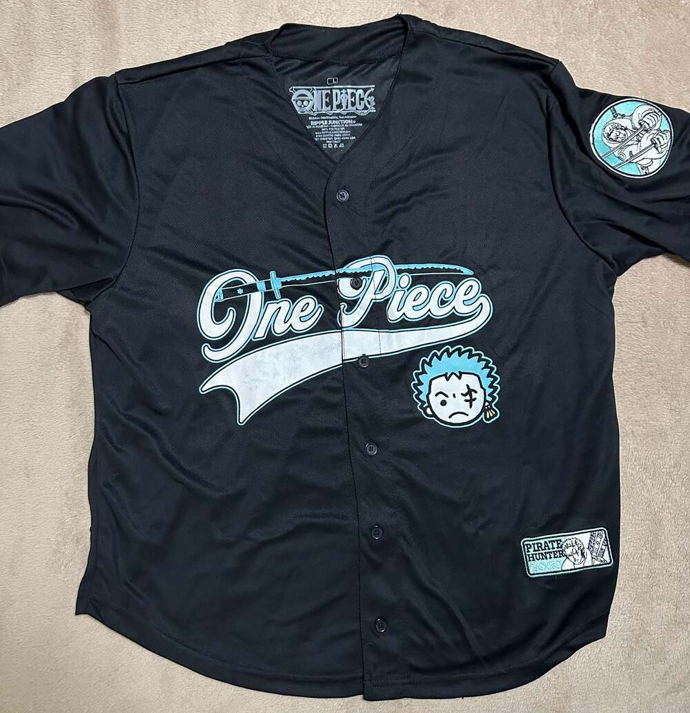 Ripple Junction One Piece Pirate Hunter Zoro Baseball Jersey Size L